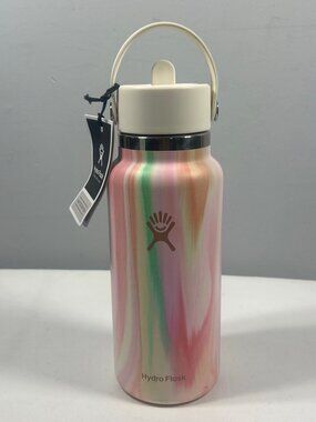 Limited Edition Hydro Flask Swirl Wide Flex Straw Cap Stainless Steel Tumbler 32